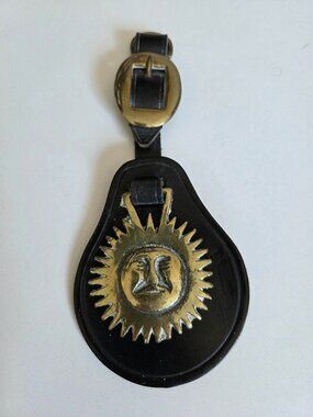 Vintage Brass Badge Medallion Horse Bridle Harness Embellishment Sun Theme
